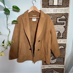 Boden Tan Wool Camel Coat With Button Front Closure And Pockets, U.S. Size 12